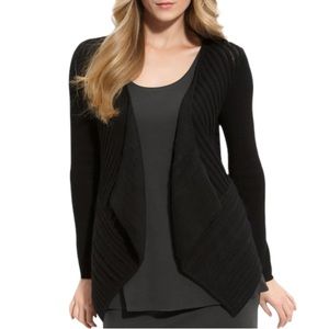 Eileen Fisher Felt Ladder Cardigan Open Drape Sweater Ribbed Wool Mohair Medium